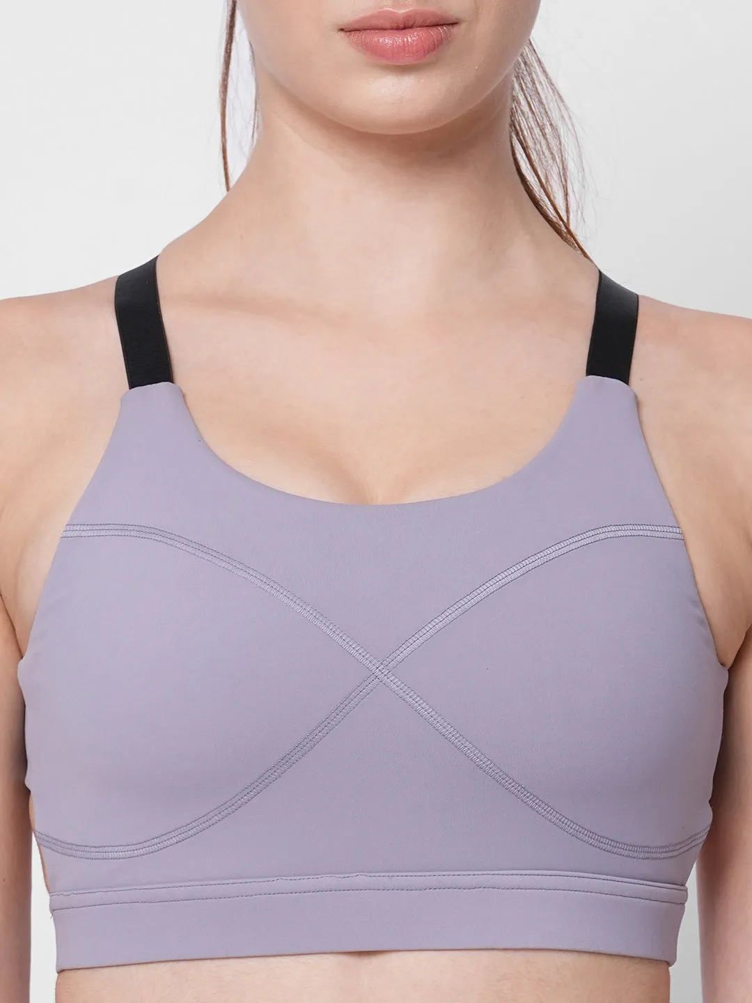 Lavender racer back high impact sports bra
