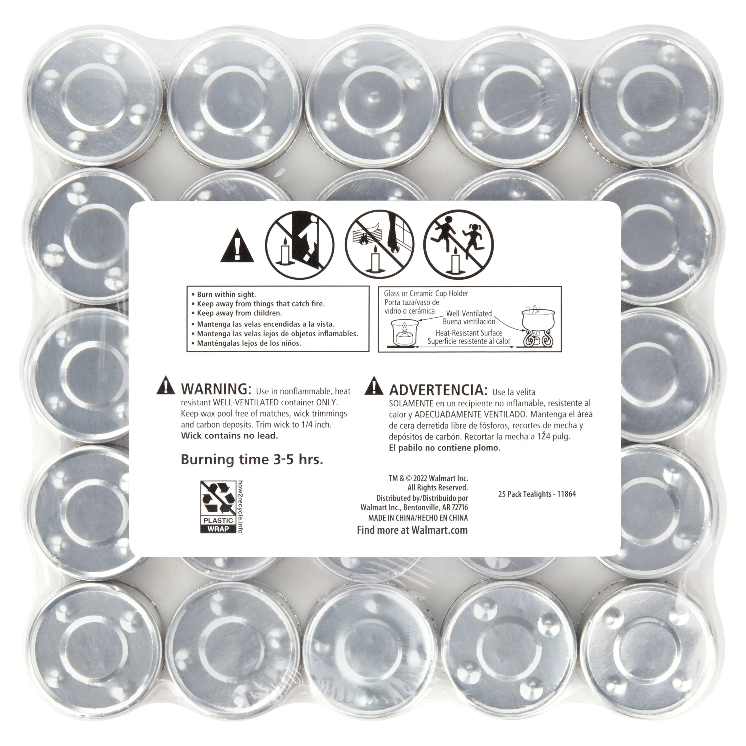 Mainstays White Unscented Indoor/Outdoor Tealight Candles, 100 Count