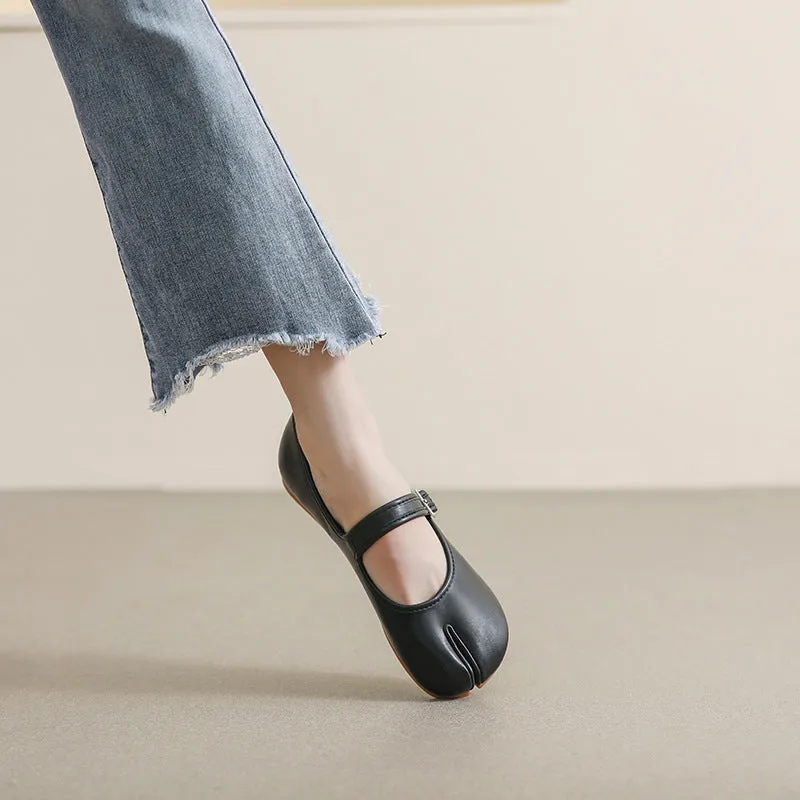 Mary Jane Shoes Cute Slim Split Toe Soft Flat Women's Shoes