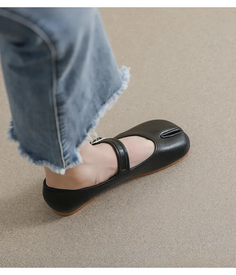 Mary Jane Shoes Cute Slim Split Toe Soft Flat Women's Shoes
