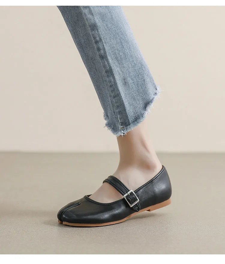 Mary Jane Shoes Cute Slim Split Toe Soft Flat Women's Shoes