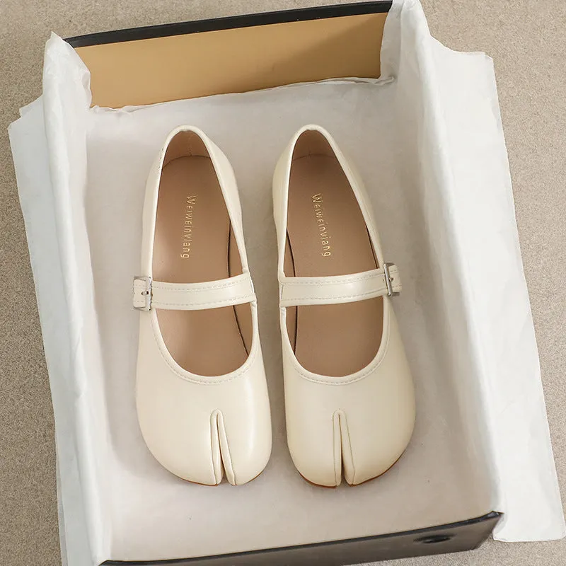 Mary Jane Shoes Cute Slim Split Toe Soft Flat Women's Shoes