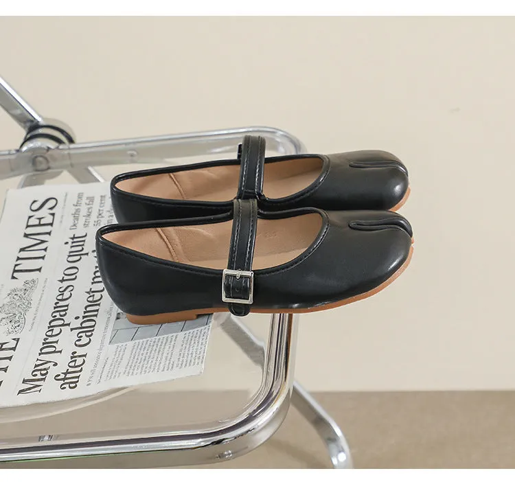 Mary Jane Shoes Cute Slim Split Toe Soft Flat Women's Shoes