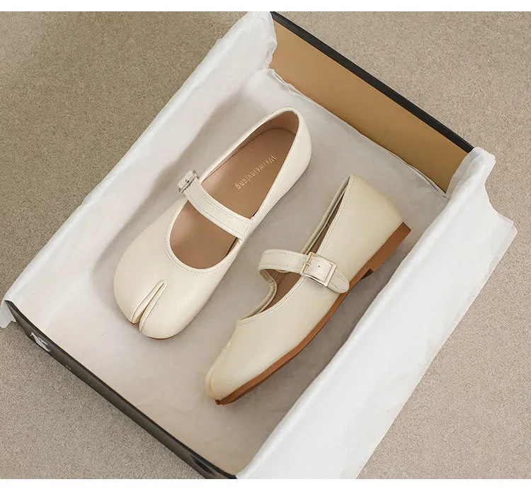 Mary Jane Shoes Cute Slim Split Toe Soft Flat Women's Shoes