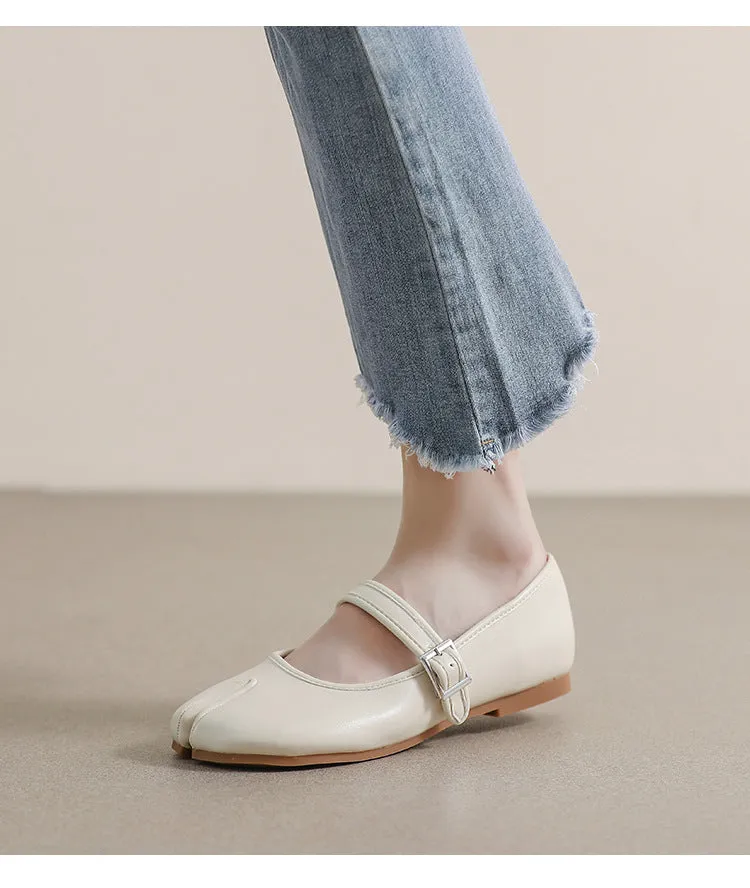 Mary Jane Shoes Cute Slim Split Toe Soft Flat Women's Shoes