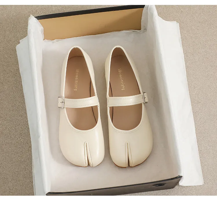 Mary Jane Shoes Cute Slim Split Toe Soft Flat Women's Shoes