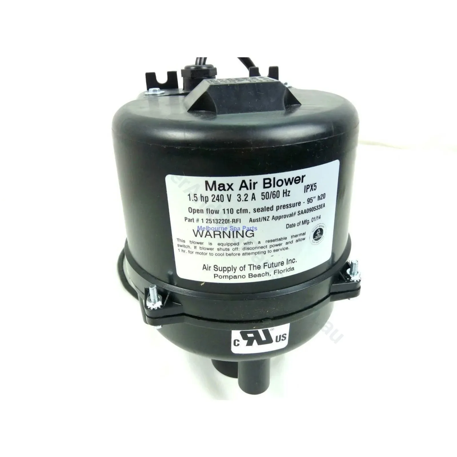 Max Air Standard Universal Retro-fit Spa Blower - 3.5amp 1.5hp - OBSOLETE