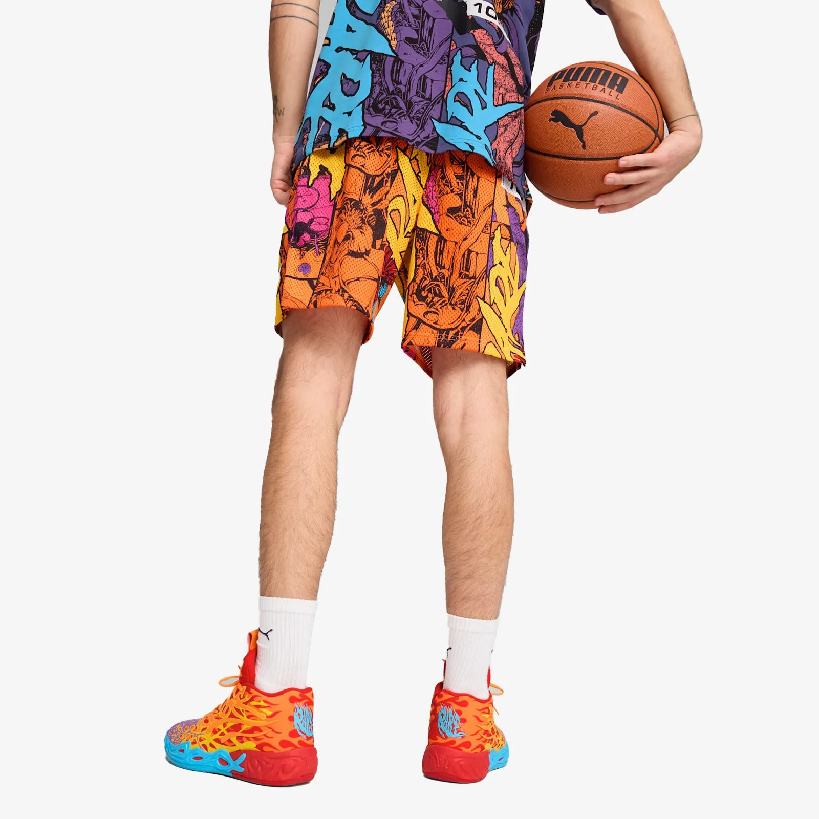 Melo Phoenix AOP Mesh Shorts - Orange Glow