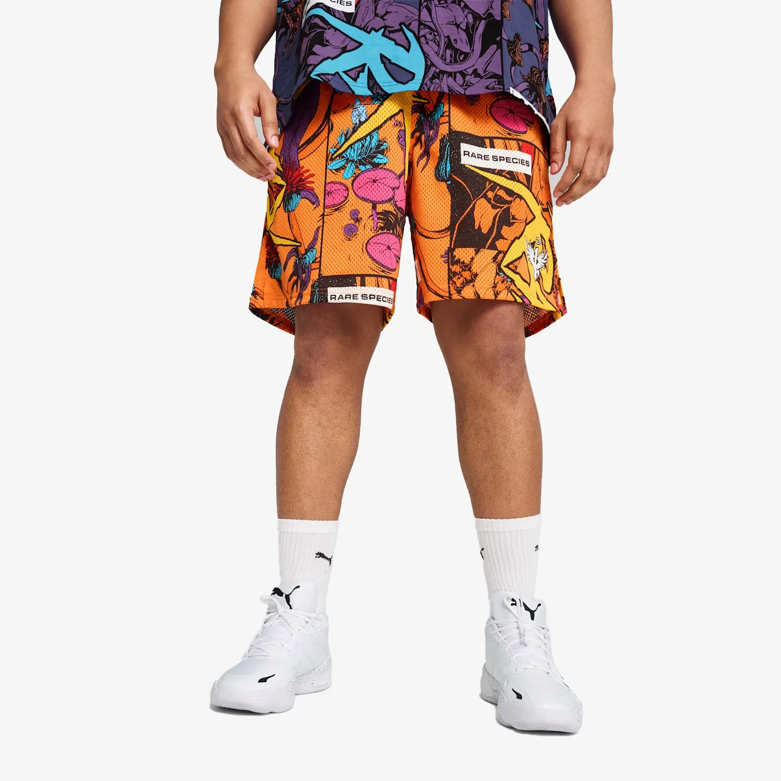 Melo Phoenix AOP Mesh Shorts - Orange Glow