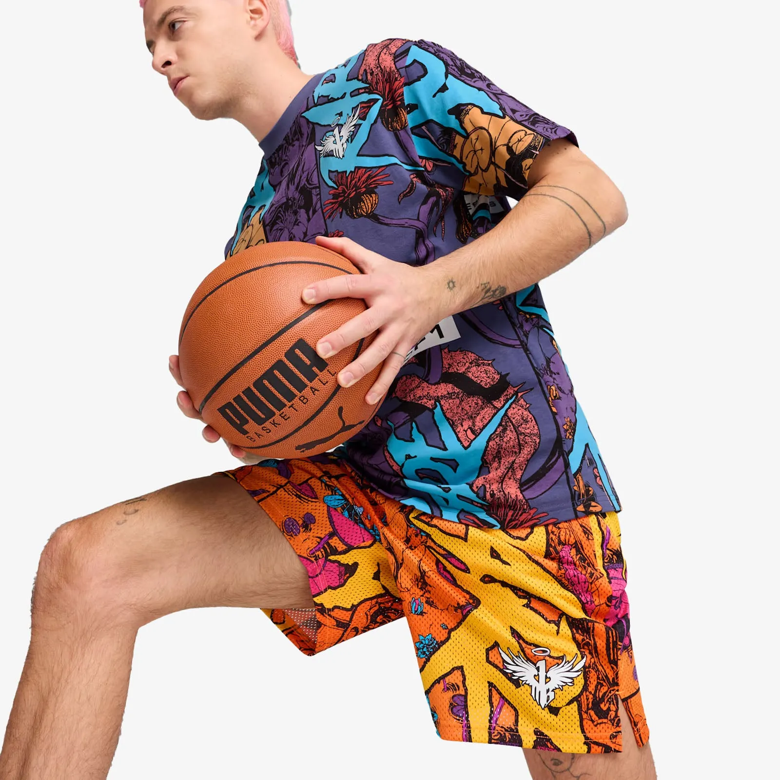 Melo Phoenix AOP Mesh Shorts - Orange Glow