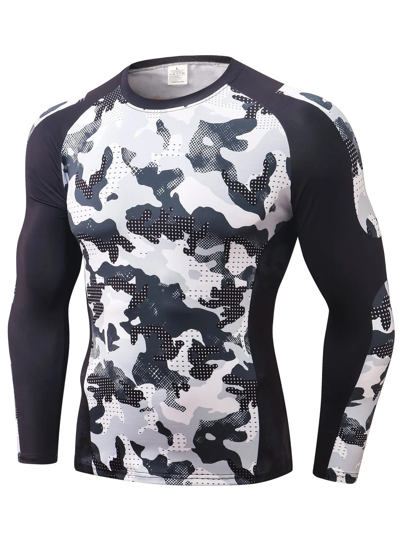 Men Camo Print Sports Tee With Letter Graphic Leggings