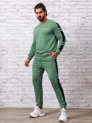 Men Letter Graphic Contrast Side Seam Sports Set