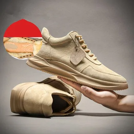 Men Shoes 2020 New Autumn Winter Trend Flat Shoes Pig Leather Plus Velvet Warm Cotton Shoes Anti-slip Martin Tooling Casual Shoes