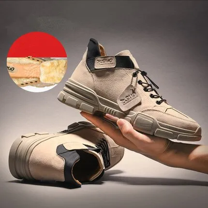 Men Shoes 2020 New Autumn Winter Trend Flat Shoes Pig Leather Plus Velvet Warm Cotton Shoes Anti-slip Martin Tooling Casual Shoes