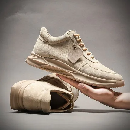 Men Shoes 2020 New Autumn Winter Trend Flat Shoes Pig Leather Plus Velvet Warm Cotton Shoes Anti-slip Martin Tooling Casual Shoes