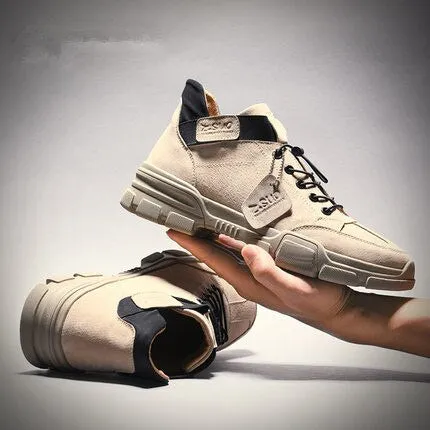Men Shoes 2020 New Autumn Winter Trend Flat Shoes Pig Leather Plus Velvet Warm Cotton Shoes Anti-slip Martin Tooling Casual Shoes