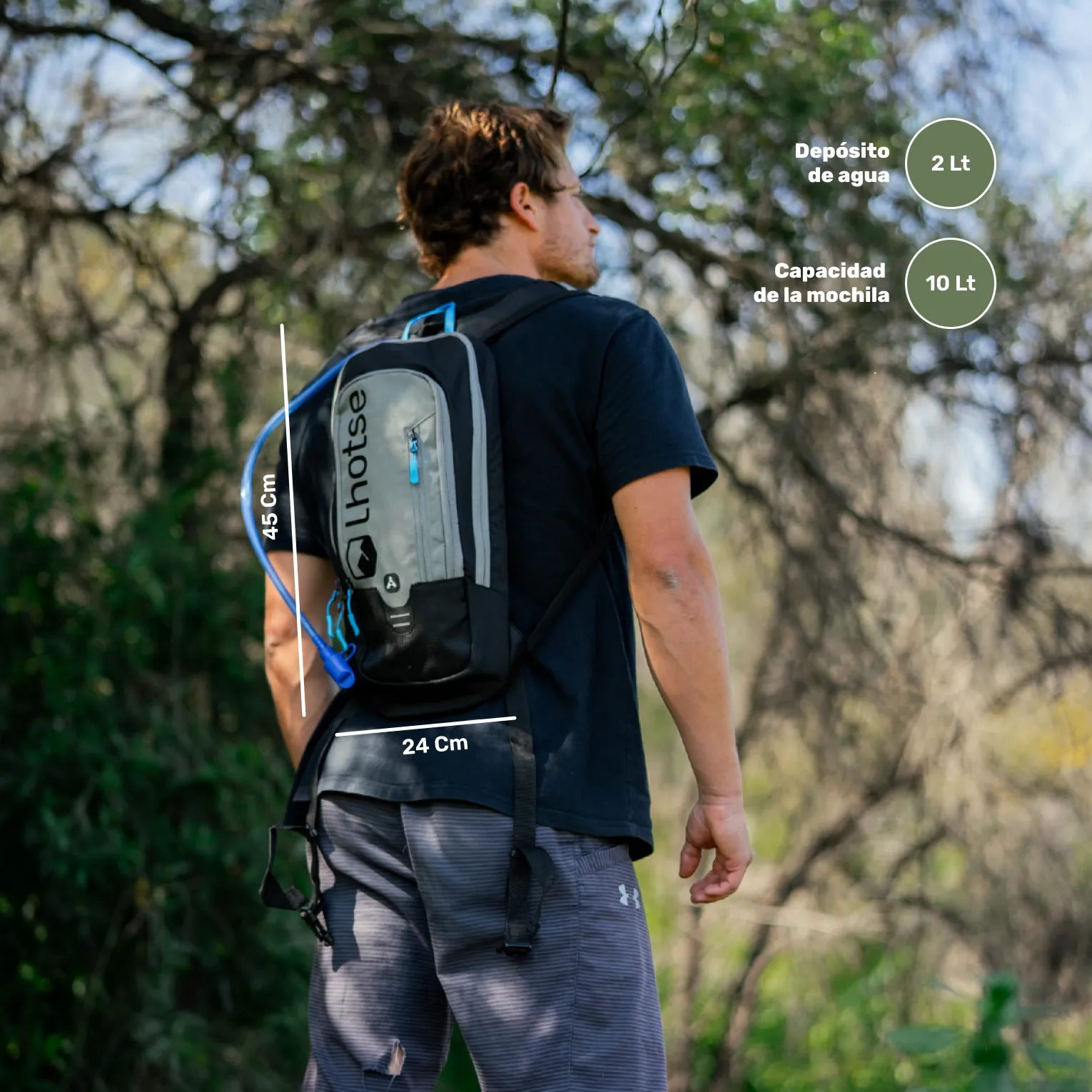Mochila Outdoor HYDROROAD Gris   Bolsa de Agua Lhotse