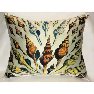 Multi-shells Antique Print Pillow - Indoor/Outdoor