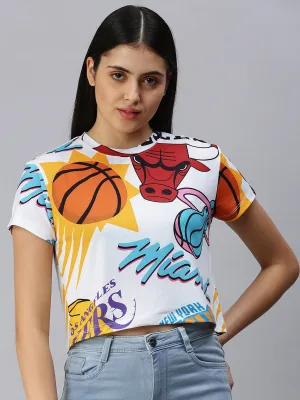 NBA: Logo Mash Crop Top - White