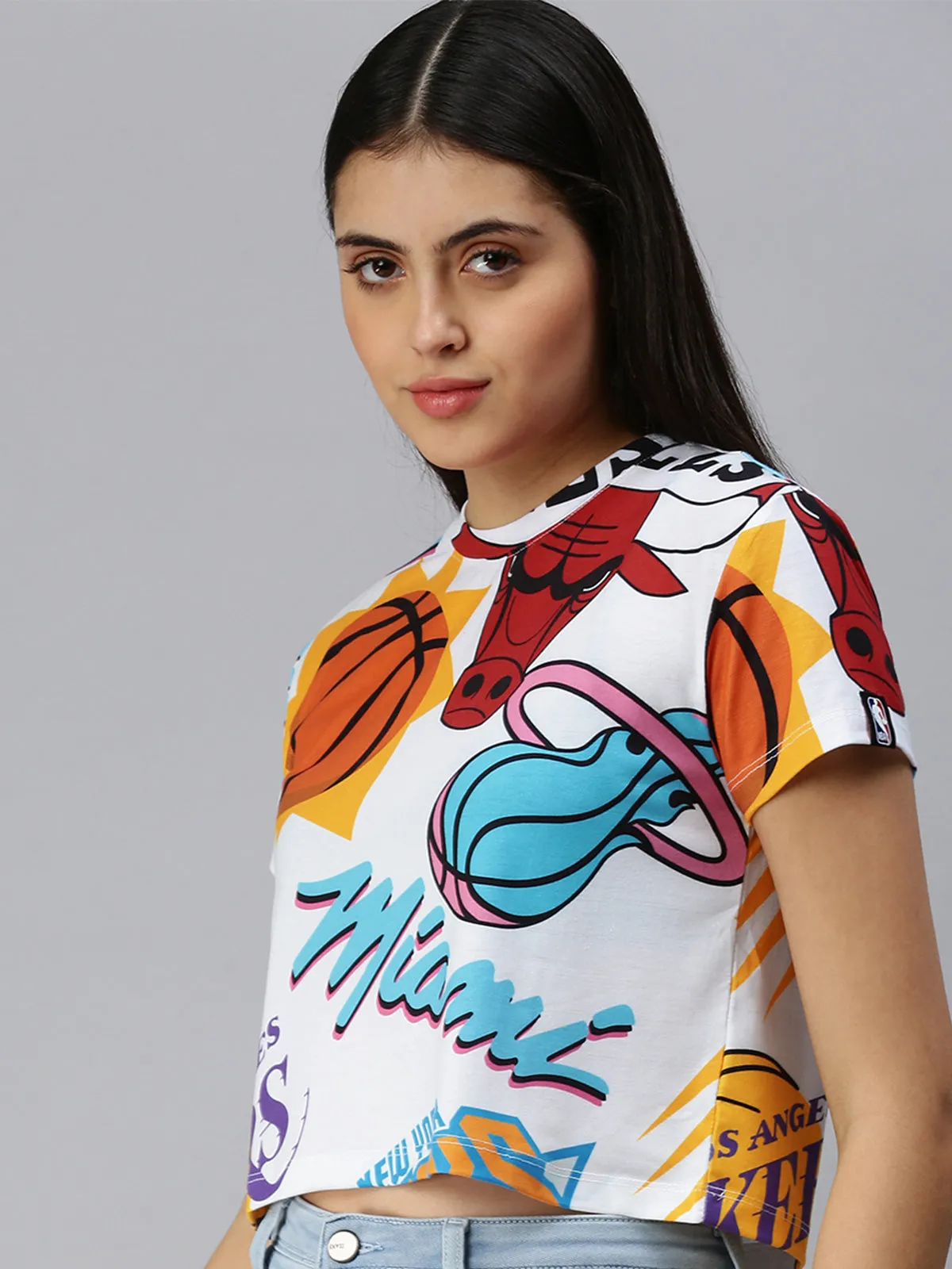 NBA: Logo Mash Crop Top - White