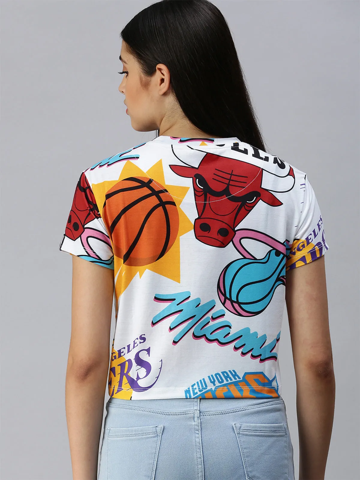 NBA: Logo Mash Crop Top - White