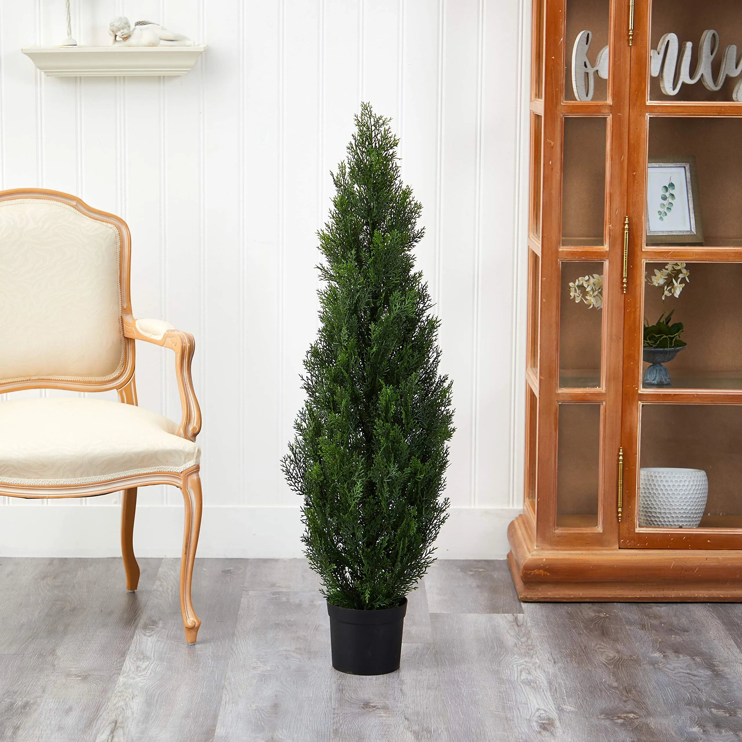 Nearly Natural 4FT Faux dar Tree Outdoor Front Porch Décor Faux