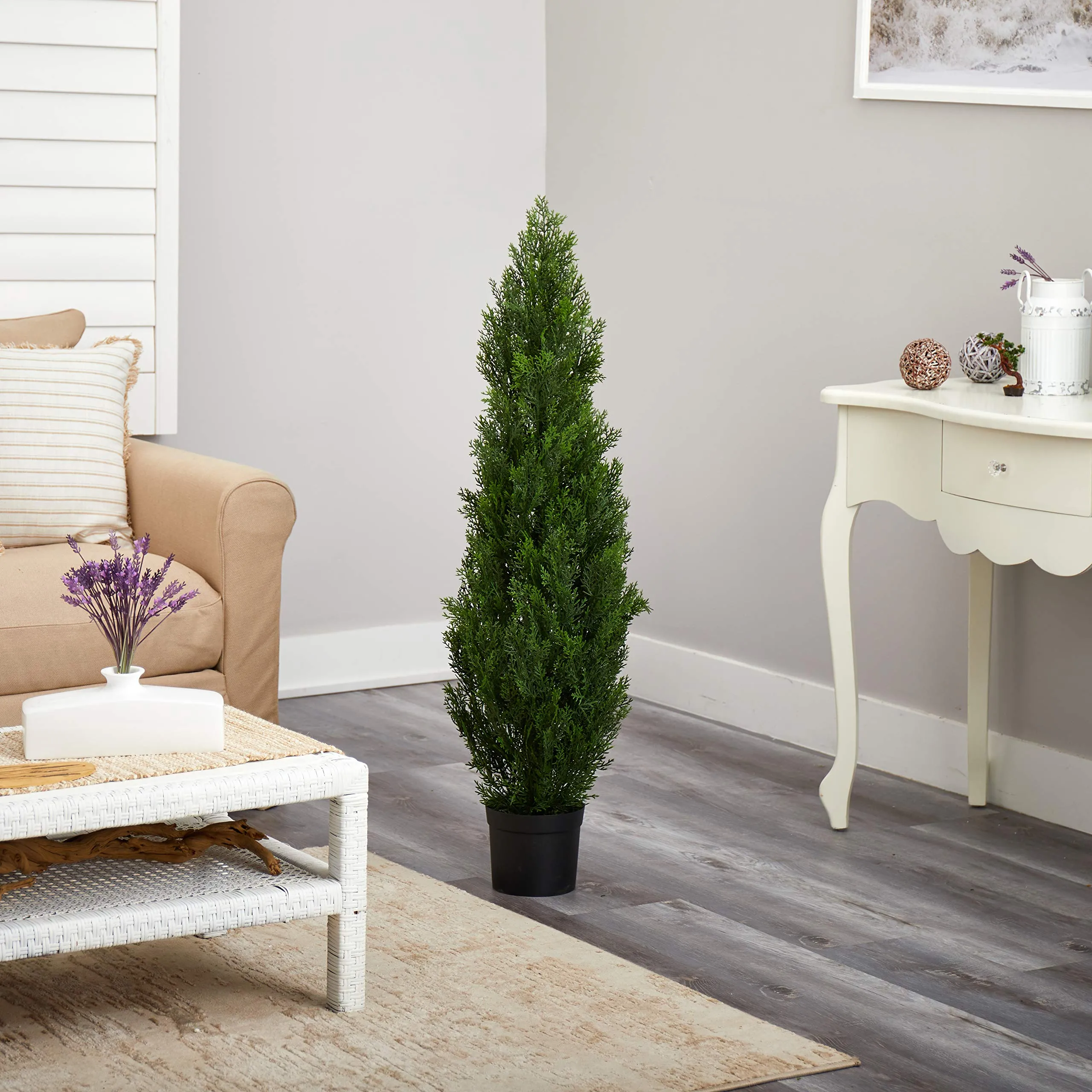 Nearly Natural 4FT Faux dar Tree Outdoor Front Porch Décor Faux