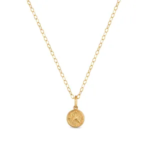 New!  14k Gold Compass Charm Necklace