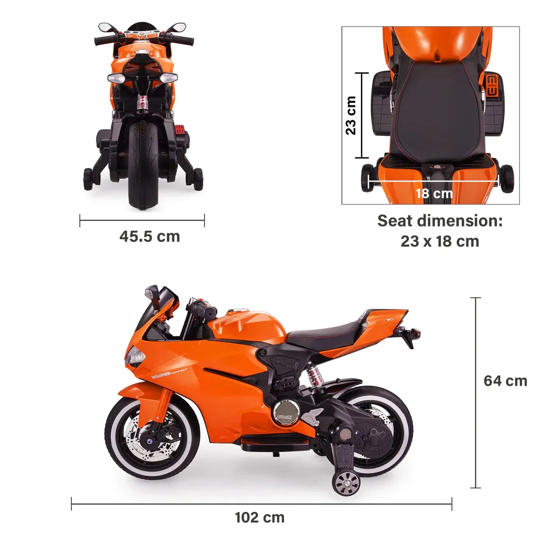 New 2025 Upgraded 12V Licensed Ducati Motorcycle with Training Wheels | Leather Seat | Ages 3-6