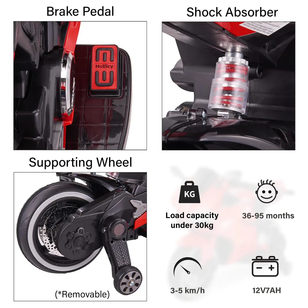New 2025 Upgraded 12V Licensed Ducati Motorcycle with Training Wheels | Leather Seat | Ages 3-6