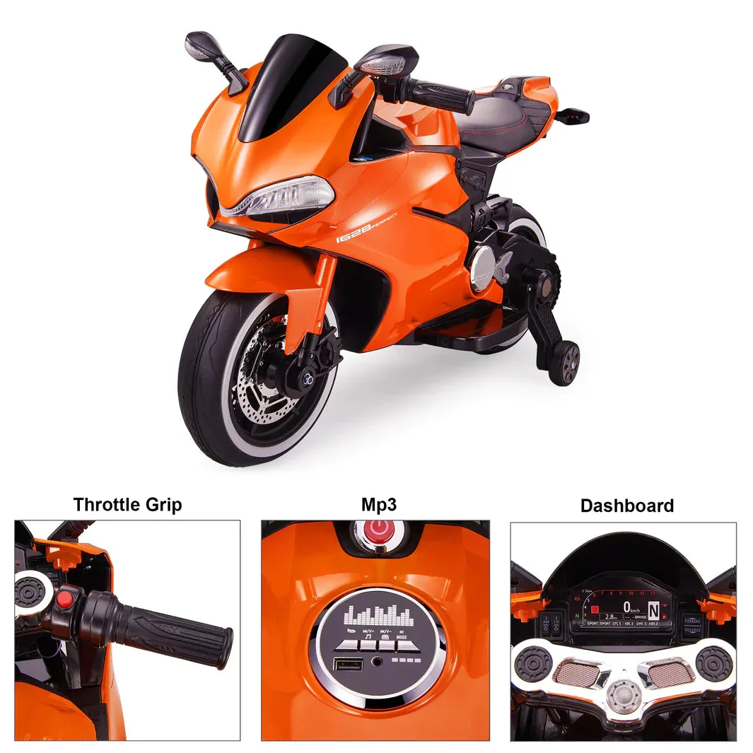 New 2025 Upgraded 12V Licensed Ducati Motorcycle with Training Wheels | Leather Seat | Ages 3-6