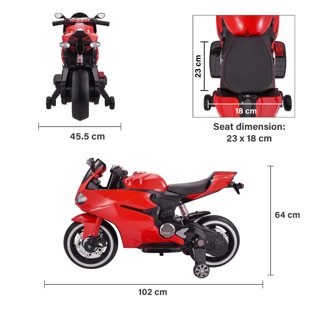 New 2025 Upgraded 12V Licensed Ducati Motorcycle with Training Wheels | Leather Seat | Ages 3-6