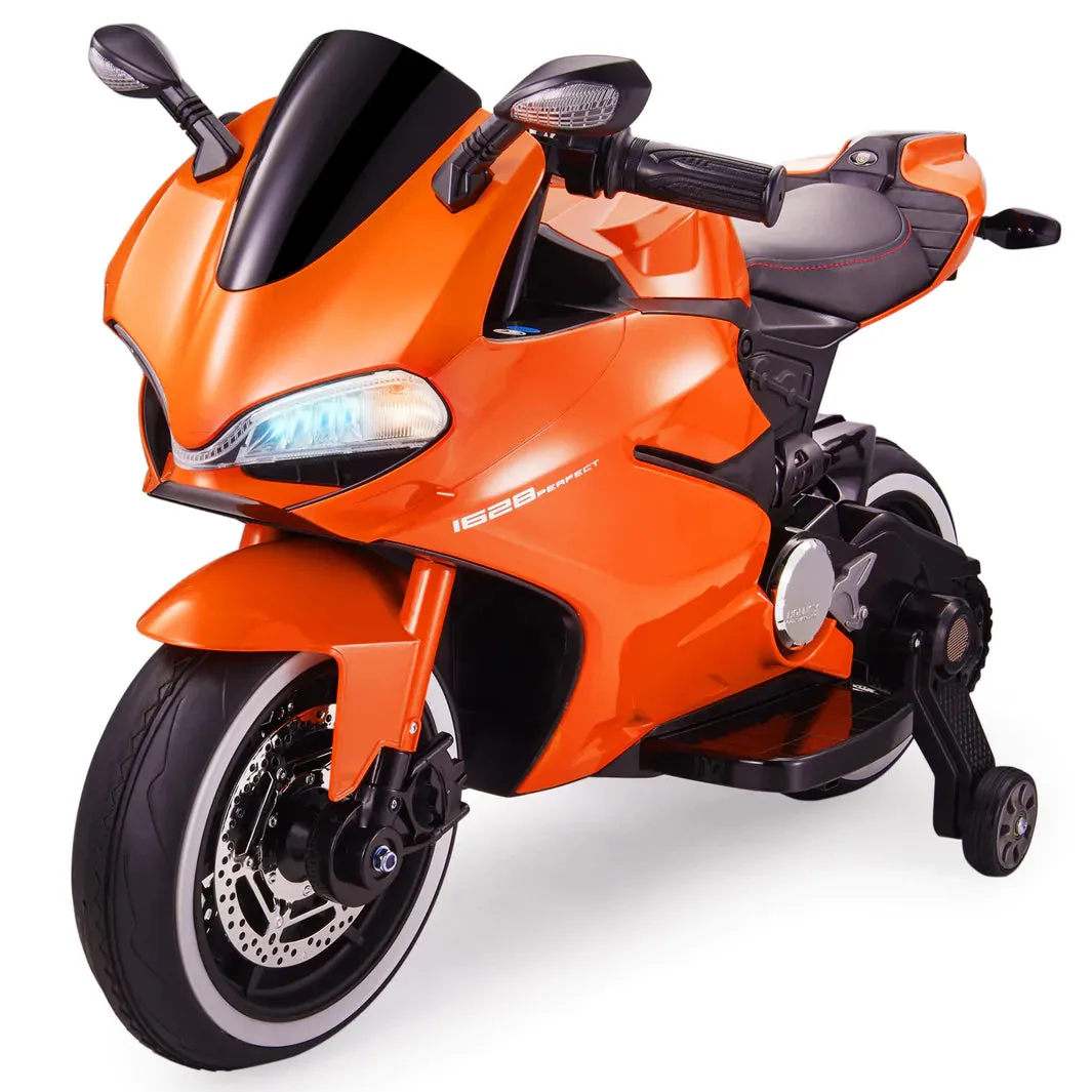 New 2025 Upgraded 12V Licensed Ducati Motorcycle with Training Wheels | Leather Seat | Ages 3-6