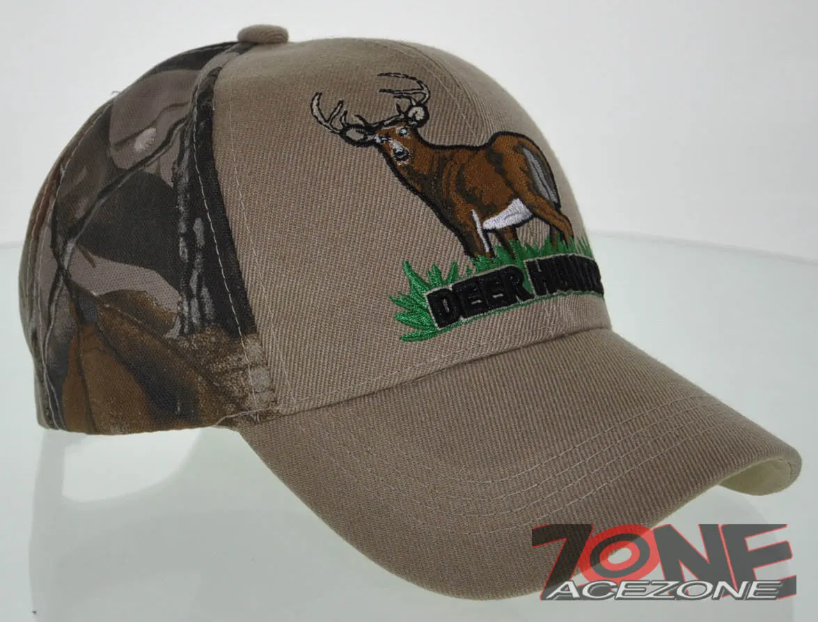 NEW! BIG DEER HUNTER DEER BUCK OUTDOOR SPORTS CAP HAT CAMO TAN