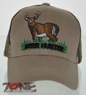 NEW! BIG DEER HUNTER DEER BUCK OUTDOOR SPORTS CAP HAT CAMO TAN