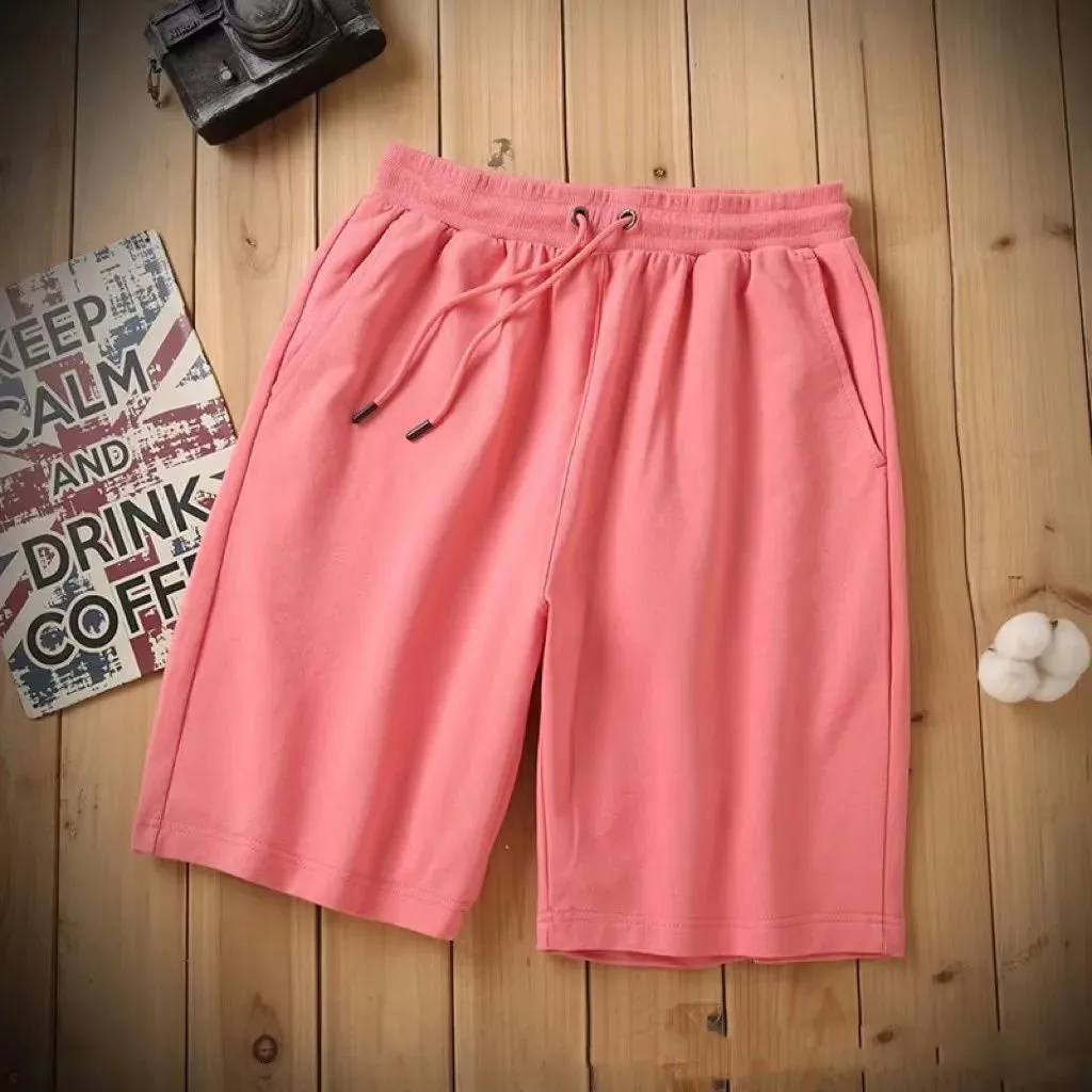 New Cotton Men Women Shorts Summer Sport Loose Solid Color Casual Pants Drawstring Daily Style Home Outdoor 5 Points Pants