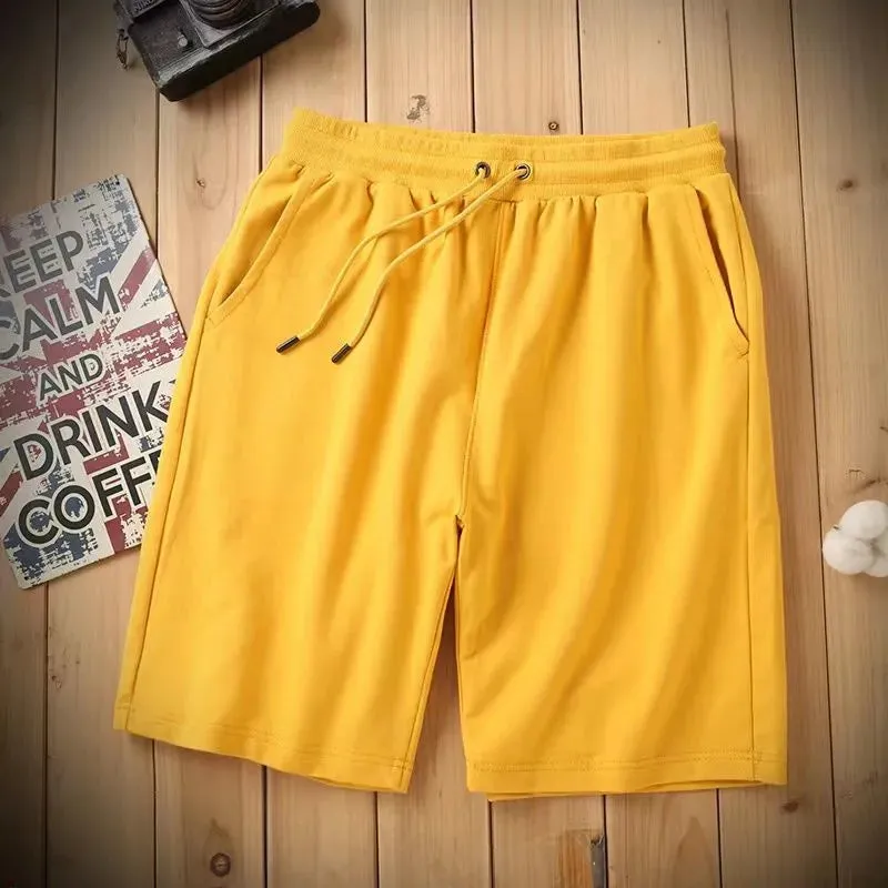New Cotton Men Women Shorts Summer Sport Loose Solid Color Casual Pants Drawstring Daily Style Home Outdoor 5 Points Pants