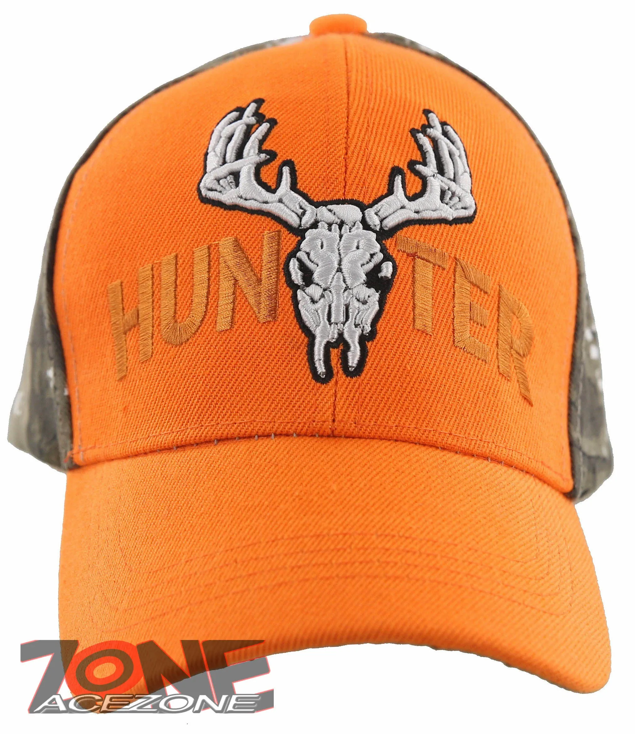 NEW! DEER HUNTER SKULL BUCK OUTDOOR SPORTS CAP HAT ORANGE CAMO