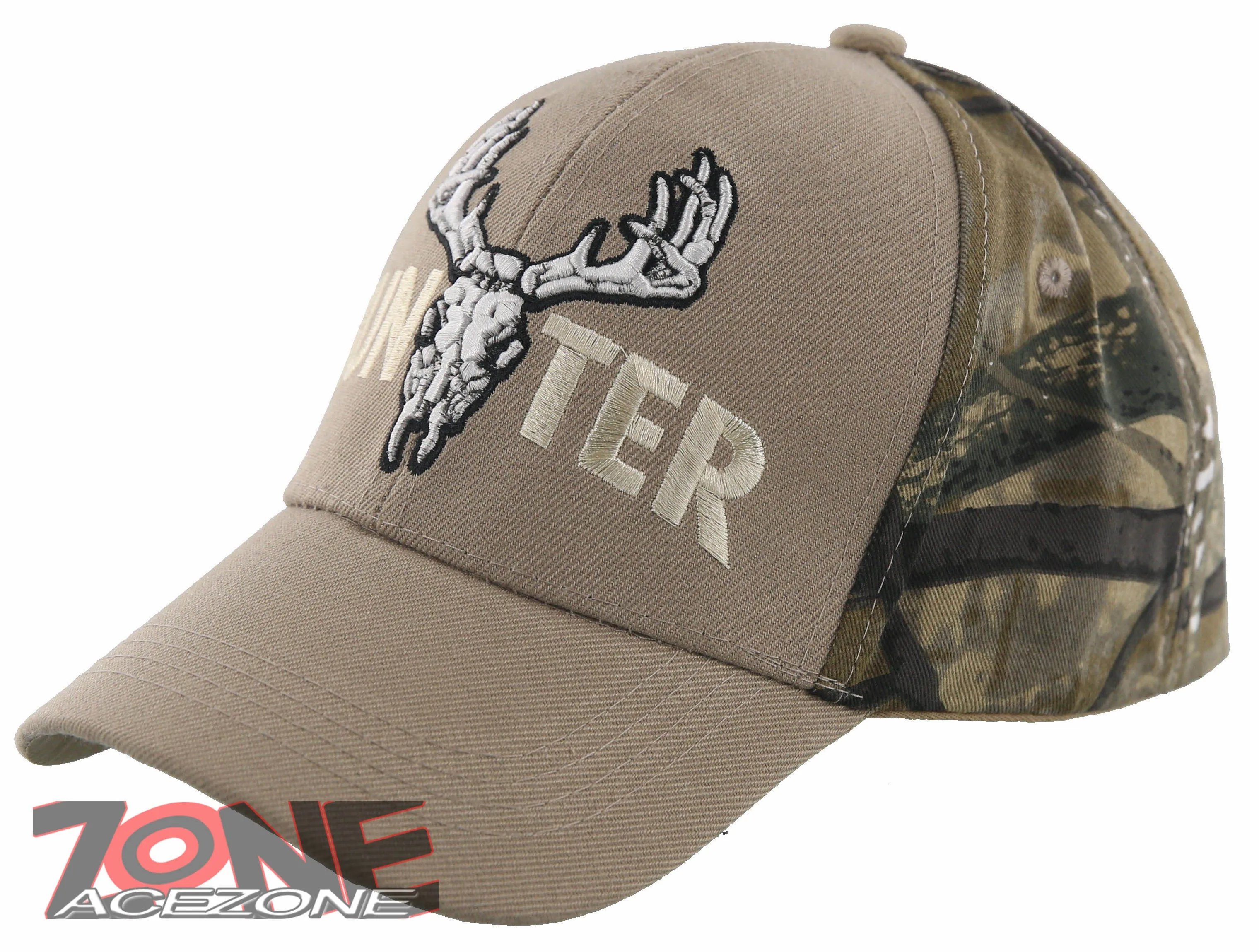 NEW! DEER HUNTER SKULL BUCK OUTDOOR SPORTS CAP HAT TAN CAMO