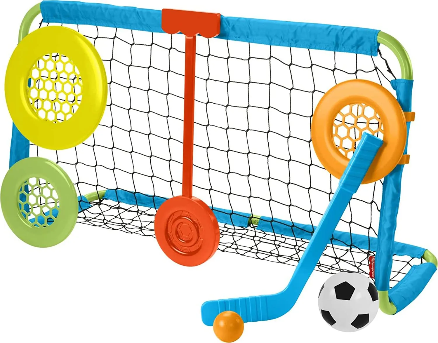 New Fisher-Price Let’s Goal Sports Net, Outdoor Soccer and Hockey Toy Sports Equipment Set for Preschool Kids Ages 3 Years and Older