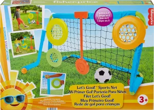 New Fisher-Price Let’s Goal Sports Net, Outdoor Soccer and Hockey Toy Sports Equipment Set for Preschool Kids Ages 3 Years and Older