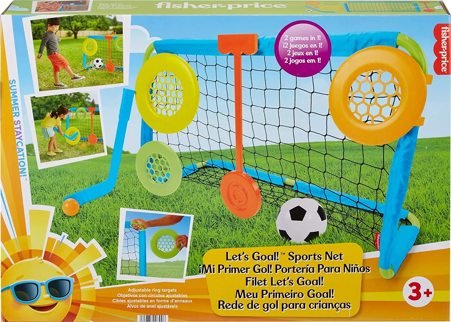 New Fisher-Price Let’s Goal Sports Net, Outdoor Soccer and Hockey Toy Sports Equipment Set for Preschool Kids Ages 3 Years and Older