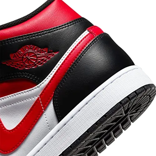 Nike Men's Air Jordan 1 Mid Sneaker, White/Black-red, 12