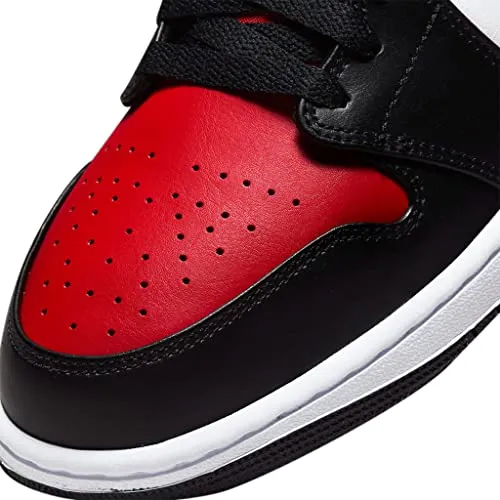 Nike Men's Air Jordan 1 Mid Sneaker, White/Black-red, 12