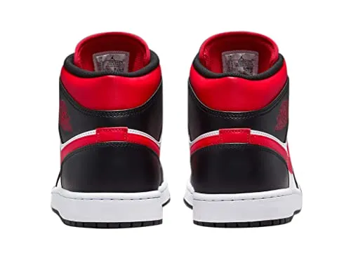 Nike Men's Air Jordan 1 Mid Sneaker, White/Black-red, 12