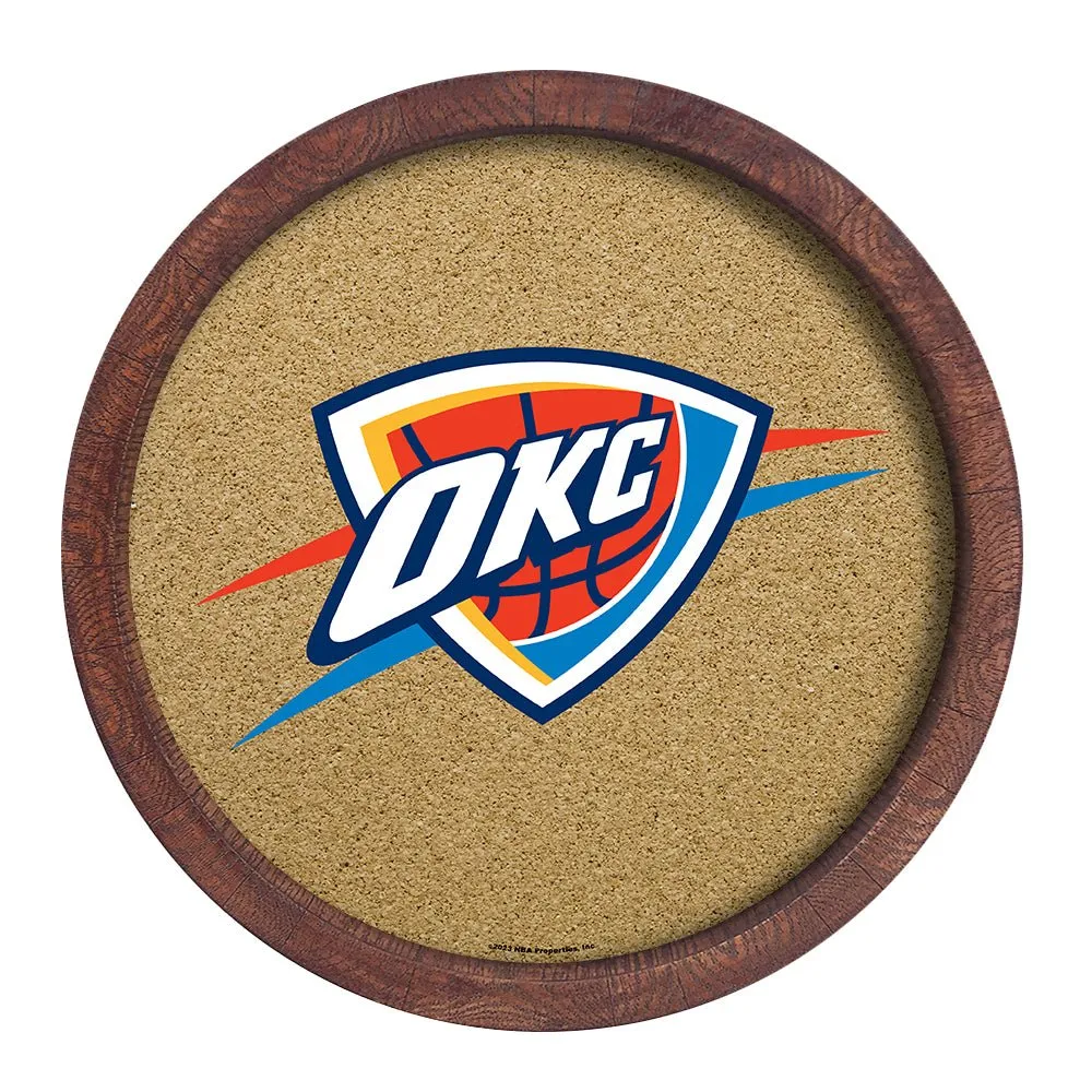 Oklahoma City Thunder: "Faux" Barrel Framed Cork Board