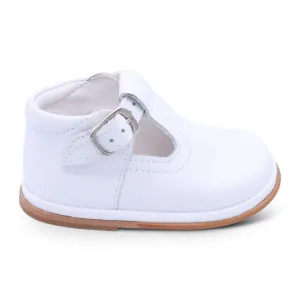 'Oren' Boys White Leather T-Bar Shoes