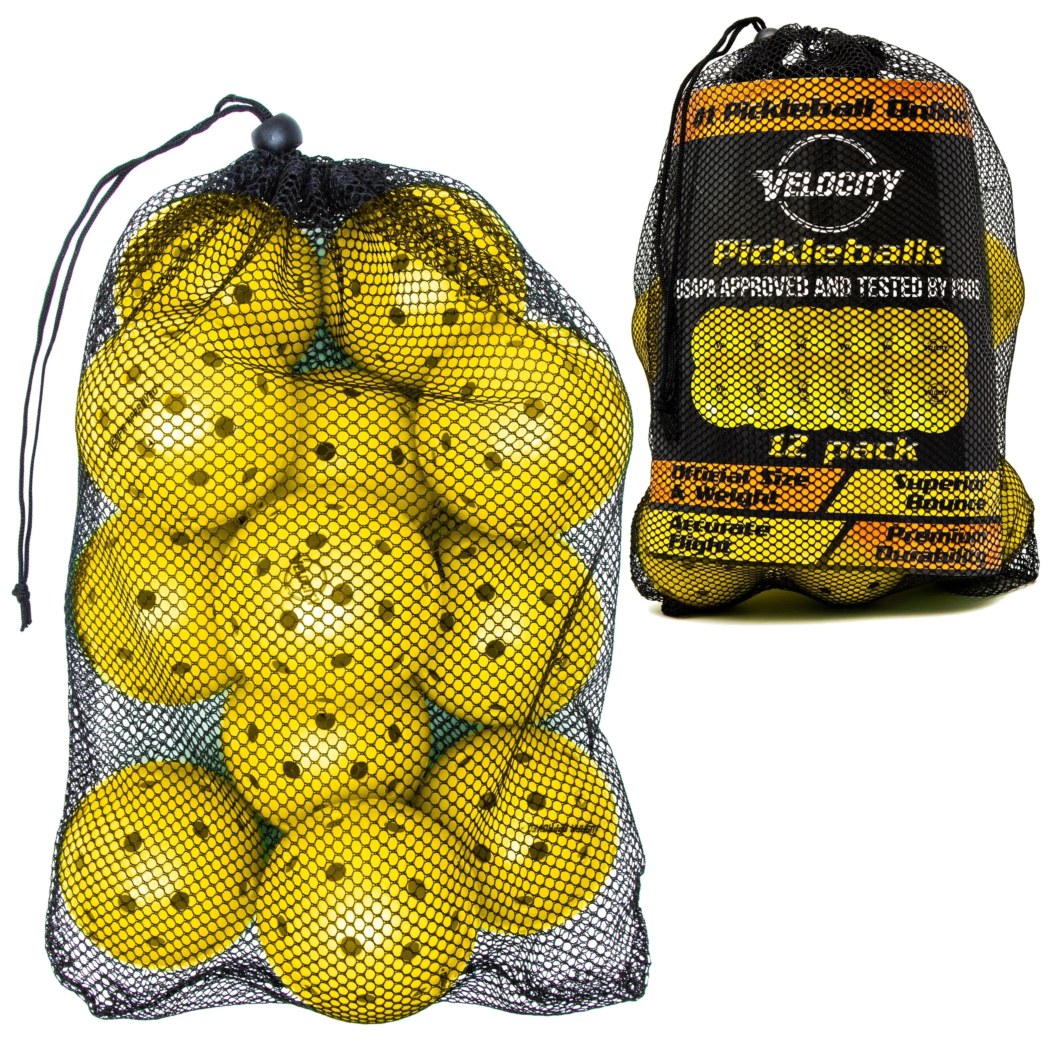 Outdoor 12 Count Yellow Pickleball Balls | Official Size Weight USAPA 40 Hole