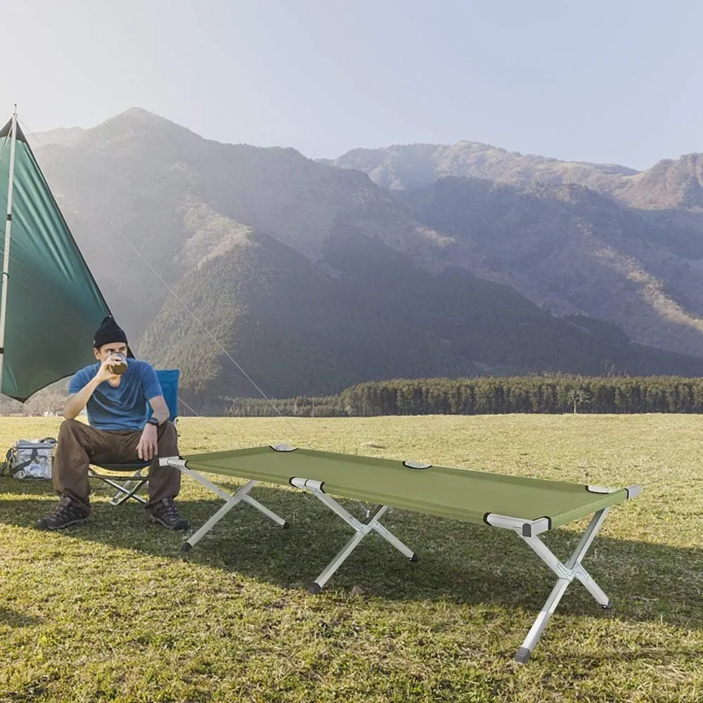 Outdoor Portable Folding Camping Cot with Carrying Bag Army Green Includes Carry