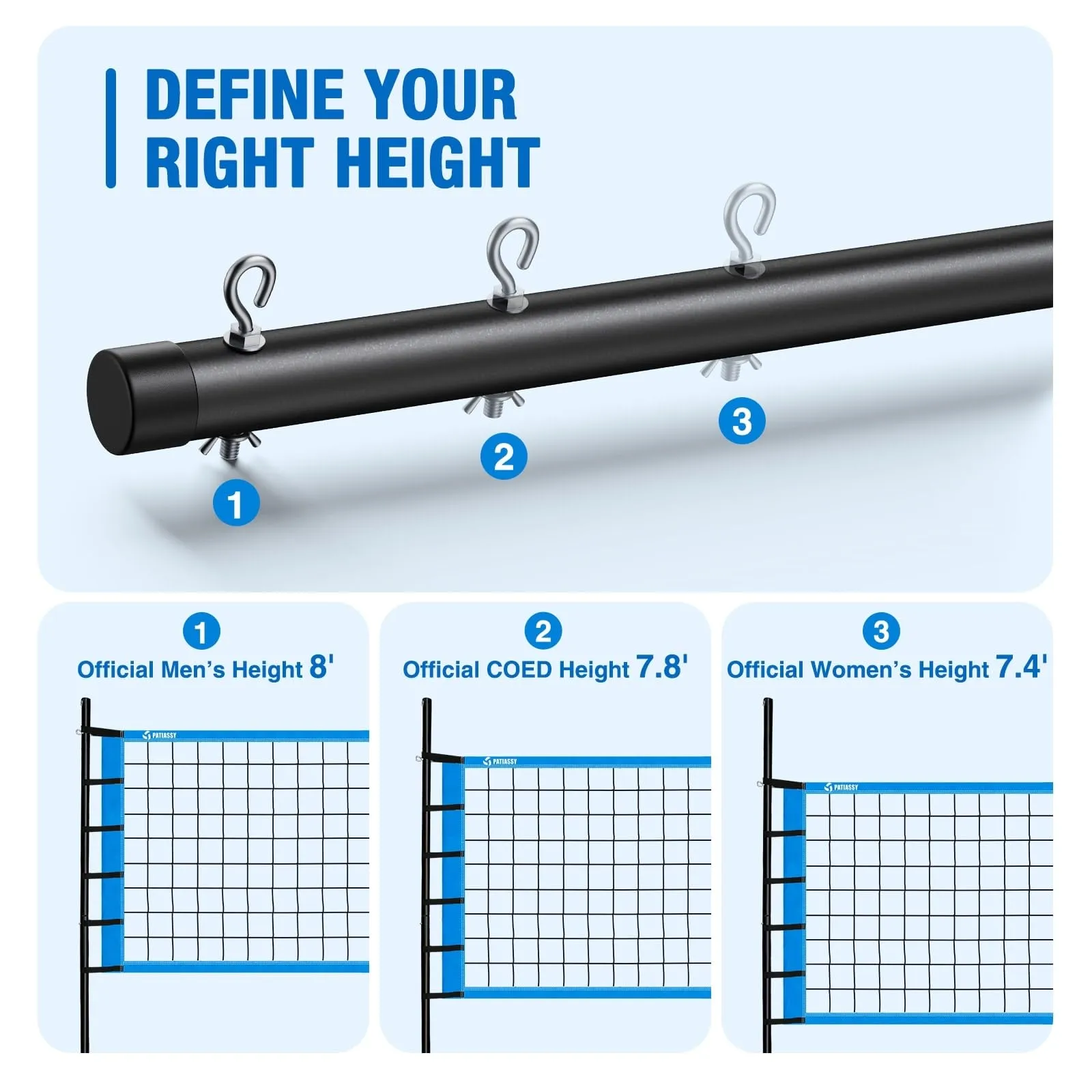 Outdoor Portable Volleyball Net Set System Quick Easy Setup Adjustable